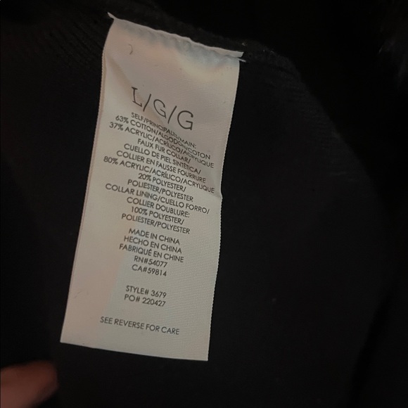 CABI BLACK FAUX FUR DYNASTY LONG CARDIGAN GREAT COND SIZE LARGE - Picture 8 of 8